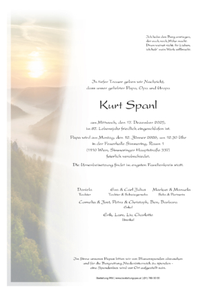 Traueranzeige von Kurt Spanl