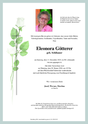 Traueranzeige von Eleonora Götterer