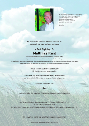 Traueranzeige von Matthias Rant