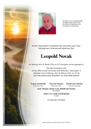 Traueranzeige von Leopold Novak