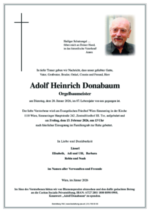 Traueranzeige von Adolf Heinrich Donabaum