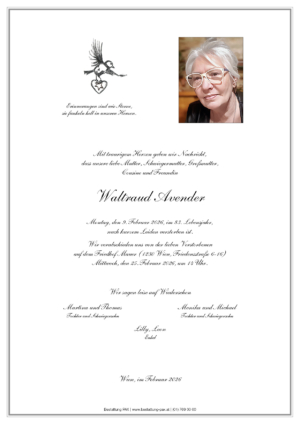 Traueranzeige von Waltraud Avender