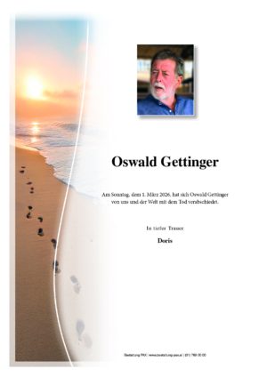 Traueranzeige von Oswald Gettinger