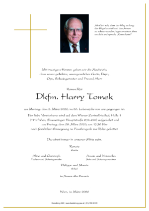 Traueranzeige von Harry Tomek