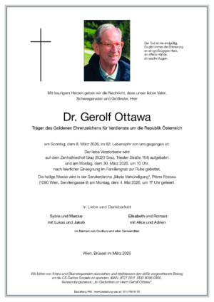 Traueranzeige von Dr. Gerolf Ottawa