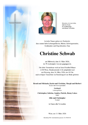 Traueranzeige von Christine Schwab