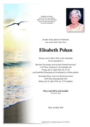 Traueranzeige von Elisabeth Pohan
