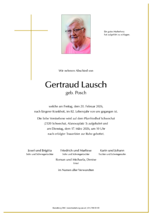 Traueranzeige von Gertraud Lausch
