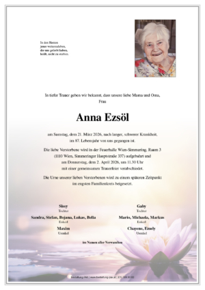 Traueranzeige von Anna Ezsöl