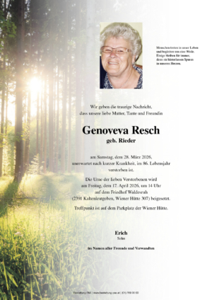 Traueranzeige von Genoveva Resch