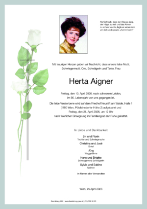 Traueranzeige von Herta Aigner
