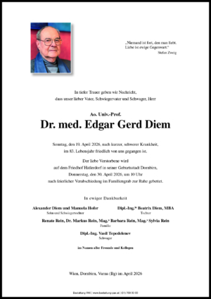 Traueranzeige von Edgar Gerd Diem
