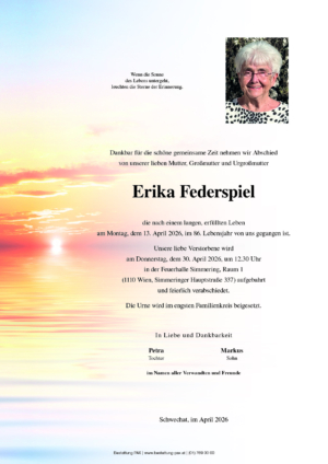Traueranzeige von Erika Federspiel