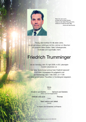 Traueranzeige von Friedrich Trumminger