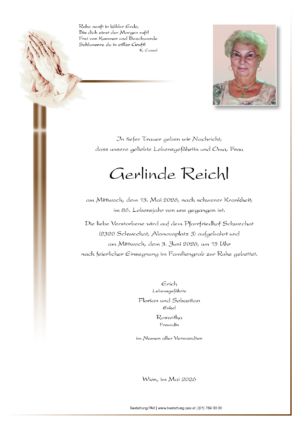 Traueranzeige von Gerlinde Reichl