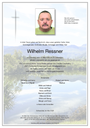 Traueranzeige von Wilhelm Ressner