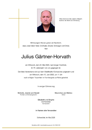 Traueranzeige von Julius Gärtner-Horvath