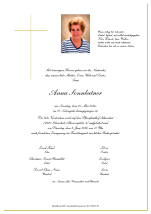 Traueranzeige von Anna Sonnleitner