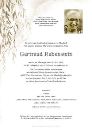 Traueranzeige von Gertraud Rabenstein