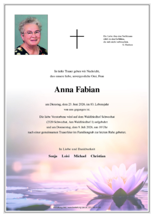 Traueranzeige von Anna Fabian