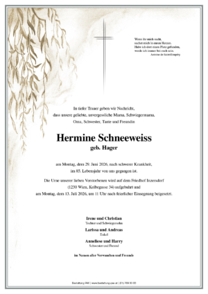 Traueranzeige von Hermine Schneeweiss