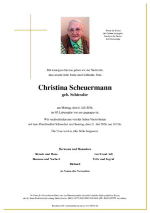 Traueranzeige von Christina Scheuermann