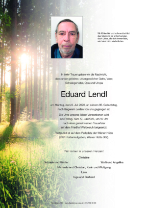 Traueranzeige von Eduard Lendl