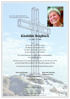 Traueranzeige von Klothilde Beiglböck