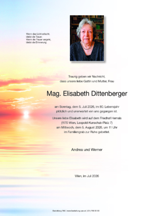 Traueranzeige von Mag. Elisabeth Dittenberger
