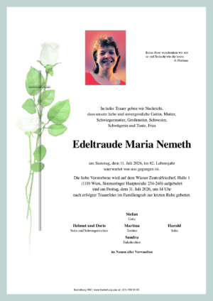 Traueranzeige von Edeltraude Nemeth