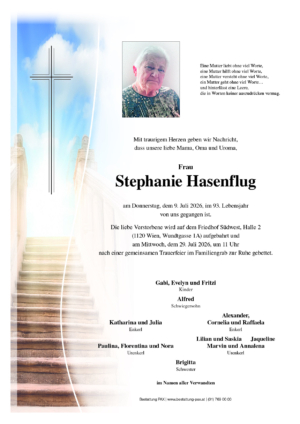 Traueranzeige von Stephanie Hasenflug