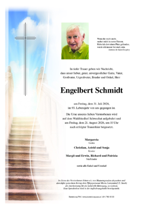 Traueranzeige von Engelbert Schmidt