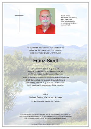 Traueranzeige von Franz Siedl
