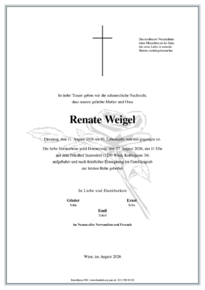 Traueranzeige von Renate Weigel
