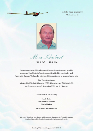 Traueranzeige von Max Schubert