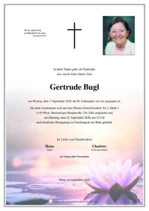 Traueranzeige von Gertrude Bugl