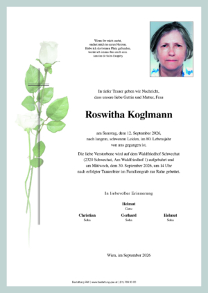 Traueranzeige von Roswitha Koglmann