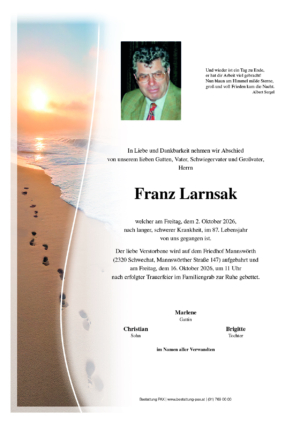 Traueranzeige von Franz Larnsak