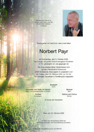 Traueranzeige von Norbert Payr