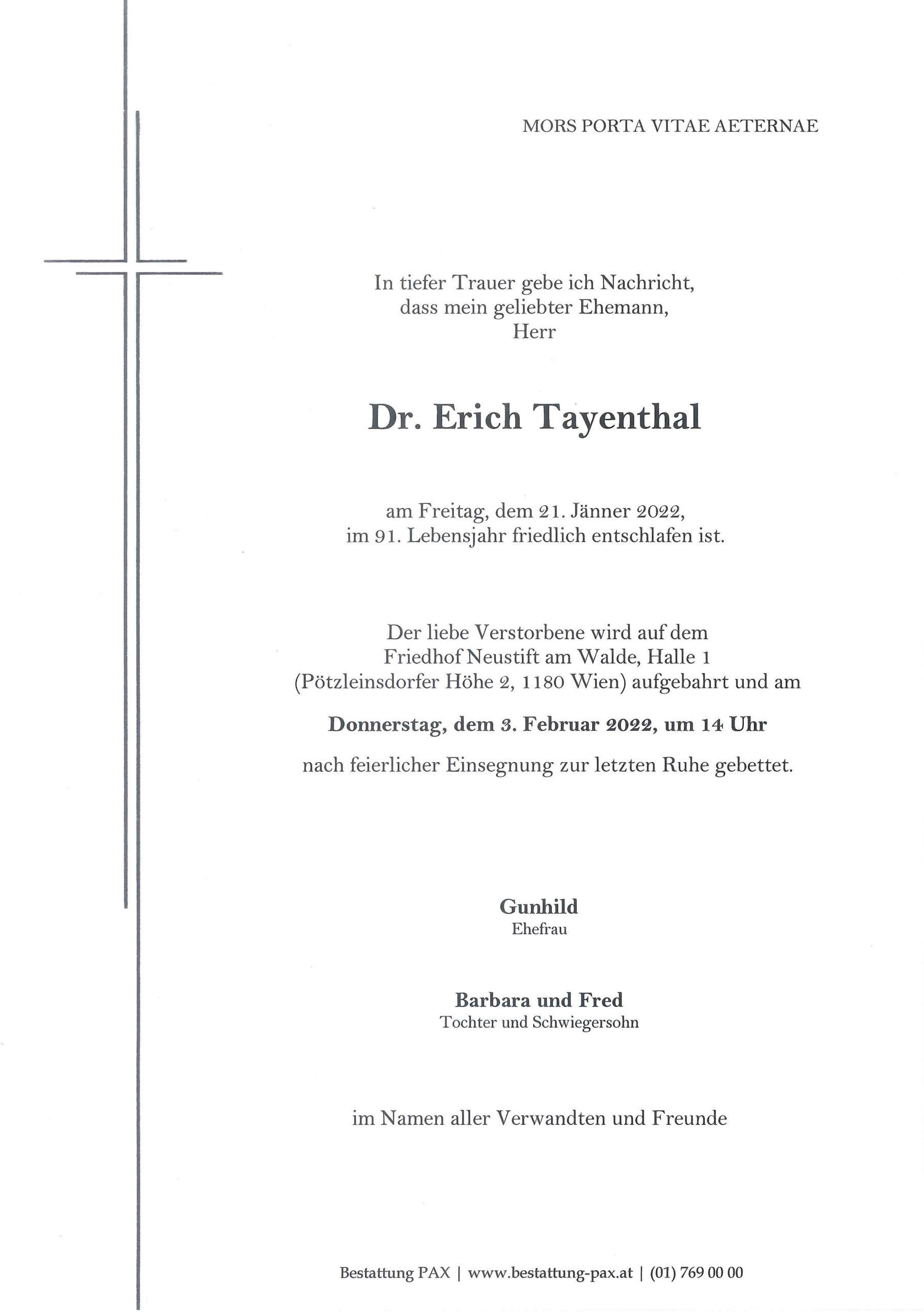 Dr. Erich Tayenthal
